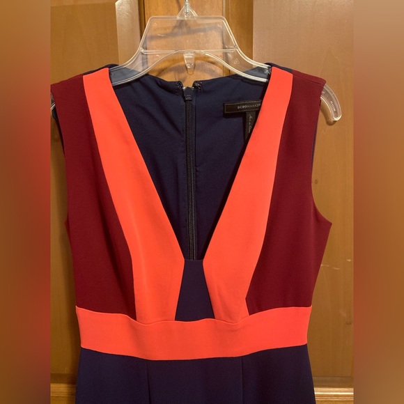 BCBGMaxAzria Navy, Burgundy and Orange Formal Floor-Length Dress - Picture 3 of 7